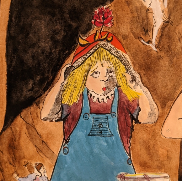 ORIGINAL HANDPAINTED WATERCOLOR "Mirror image" - Picture 5 of 8